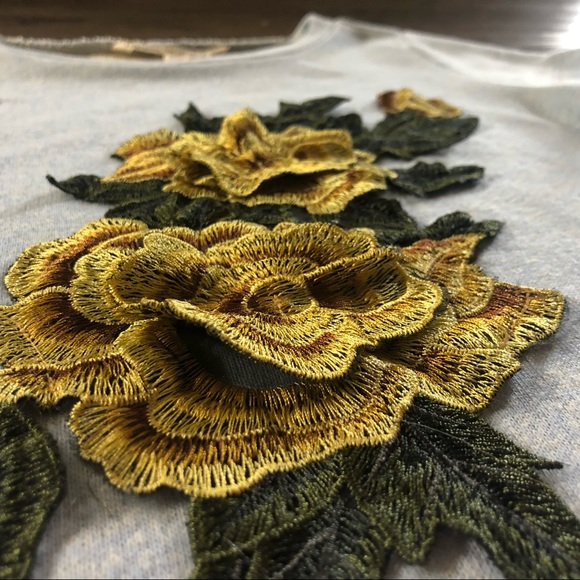 Embroidered flower appliqué distressed dress - Picture 6 of 14